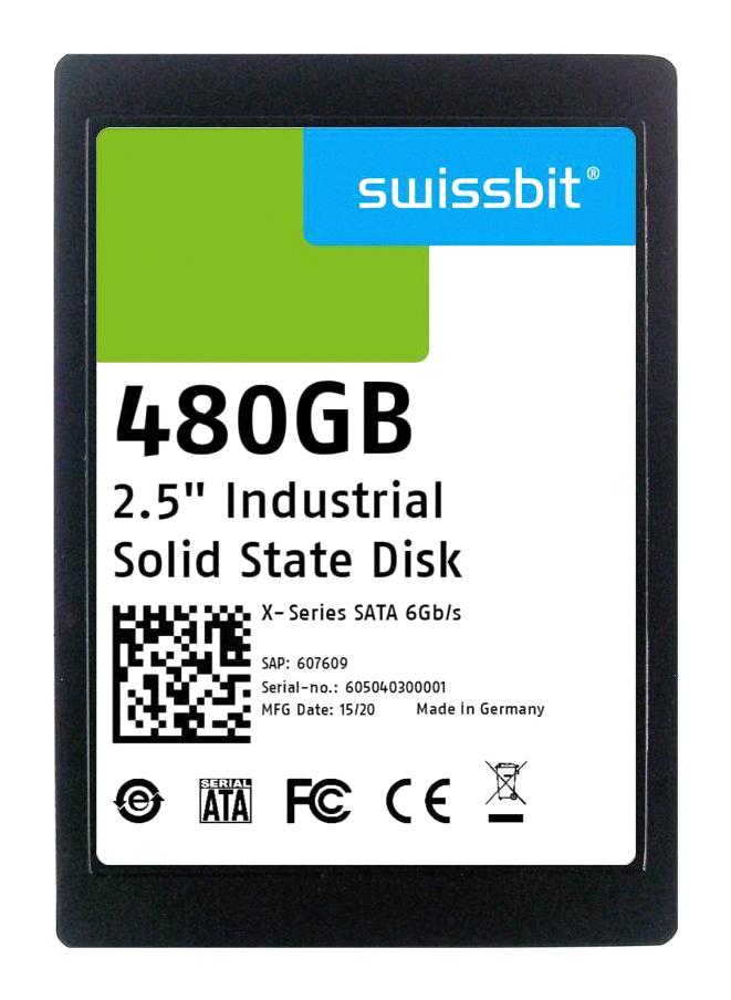 Swissbit Sfsa480Gs2Ak4Tb-I-Eb-21E-Std Ssd, Sata Iii, 3D Tlc Nand, 480Gb, Ind